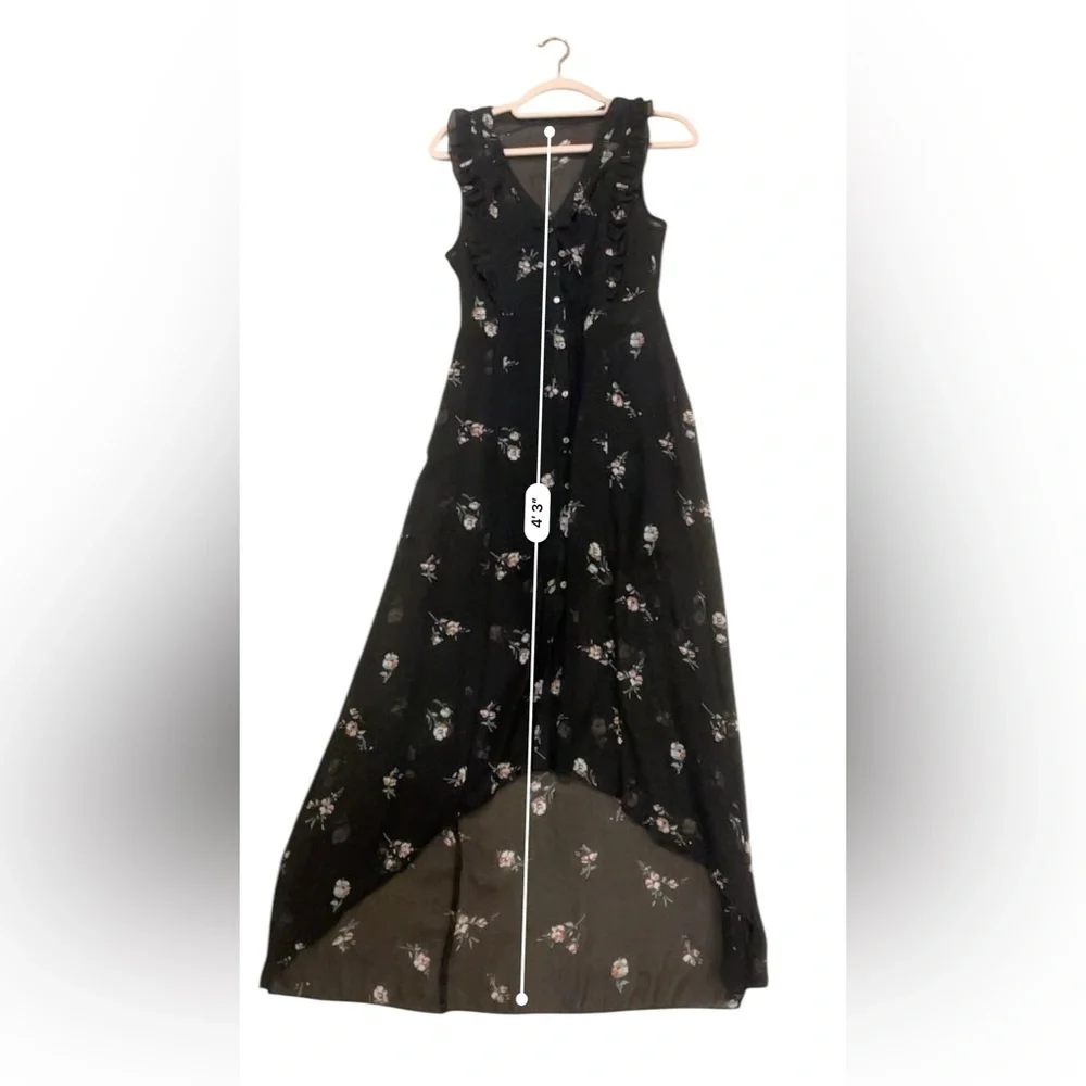 Abercrombie & Fitch sheer maxi over mini sleeveless floral dress black small